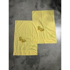 Martex Hanae Mori Butterfly Standard Pillow Case Set Yellow Percale Vintage